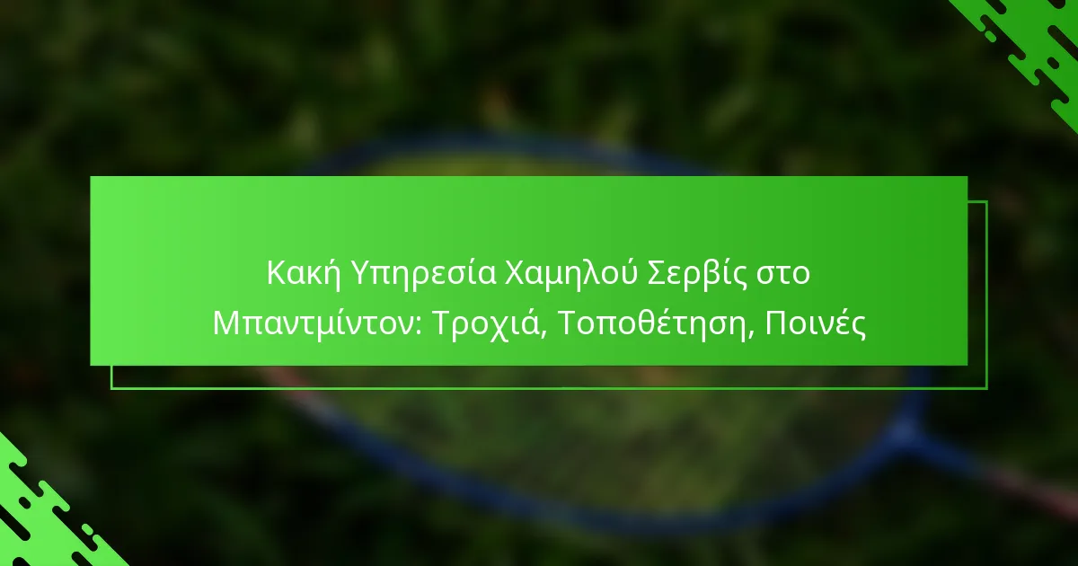 Κακή Υπηρεσία Χαμηλού Σερβίς στο Μπαντμίντον: Τροχιά, Τοποθέτηση, Ποινές