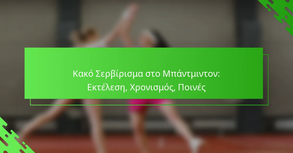 Κακό Σερβίρισμα στο Μπάντμιντον: Εκτέλεση, Χρονισμός, Ποινές