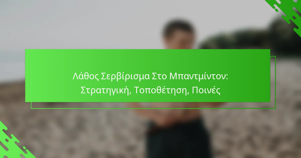 Λάθος Σερβίρισμα Στο Μπαντμίντον: Στρατηγική, Τοποθέτηση, Ποινές