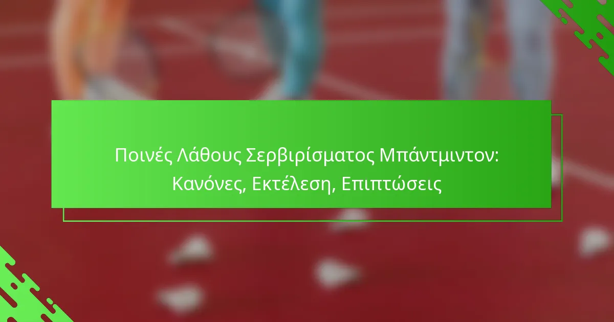 Ποινές Λάθους Σερβιρίσματος Μπάντμιντον: Κανόνες, Εκτέλεση, Επιπτώσεις