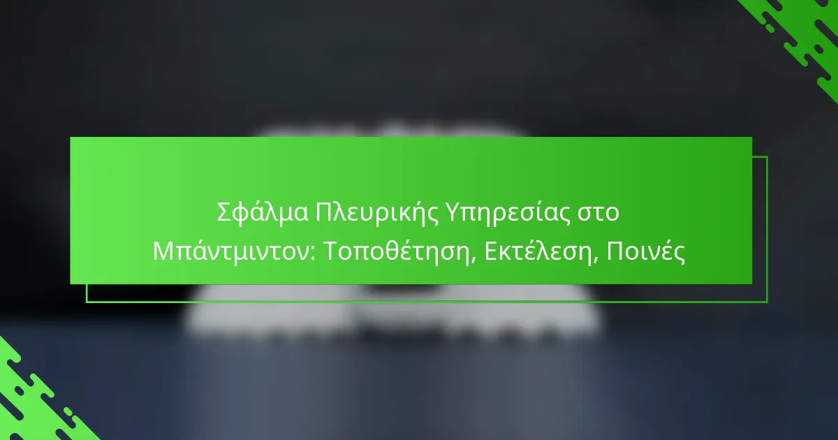 Σφάλμα Πλευρικής Υπηρεσίας στο Μπάντμιντον: Τοποθέτηση, Εκτέλεση, Ποινές