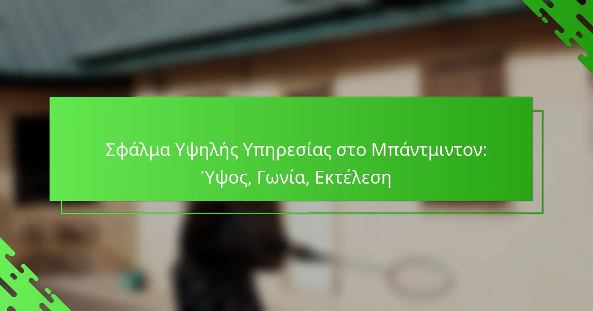 Σφάλμα Υψηλής Υπηρεσίας στο Μπάντμιντον: Ύψος, Γωνία, Εκτέλεση
