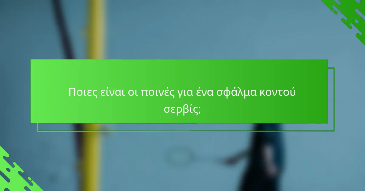 Ποιες είναι οι ποινές για ένα σφάλμα κοντού σερβίς;